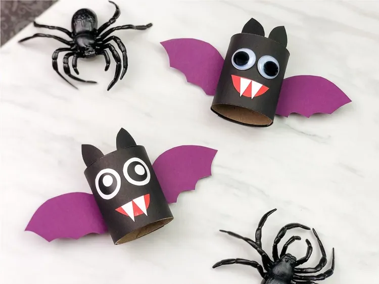 manualidades de murciélagos con rollos de papel higiénico_manualidades de halloween