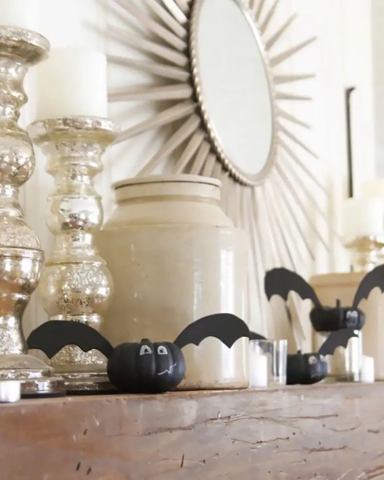idea de calabazas de murciélago para manualidades de otoño sin tallado fácil de bricolaje