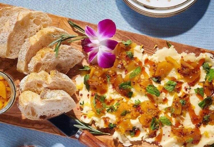 butter board tiktok trend 2022 viral recipe garnish bread eddible flowers