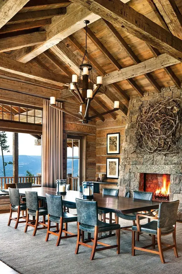 dining room interior decor inspirational ideas materials fireplace