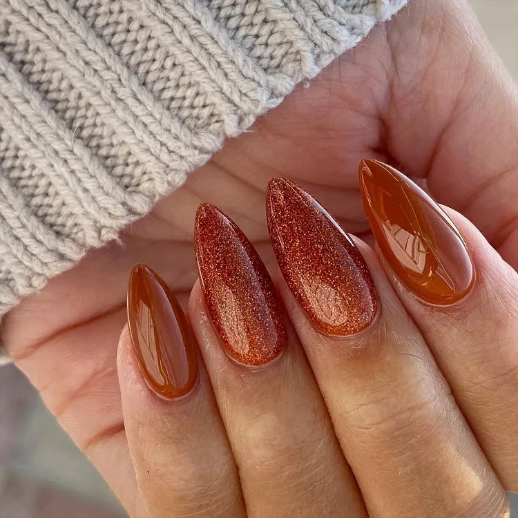 elegant thanksgiving nails, sparkly nail designs