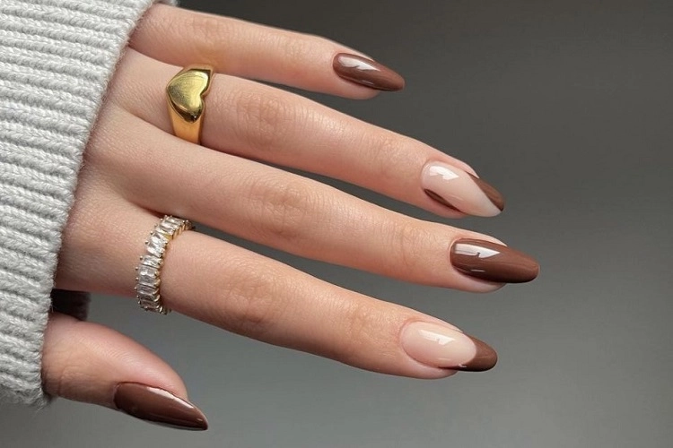 french tip nails chocolate colors october trends