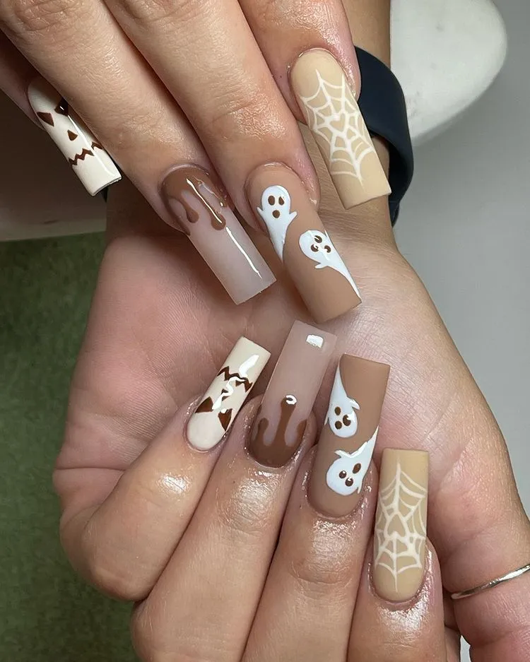 halloween manicure in neutral colors