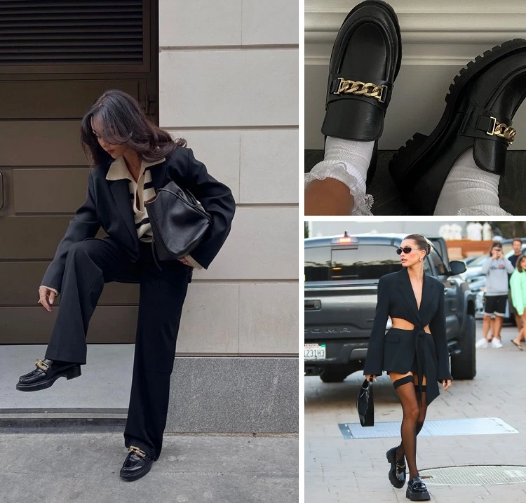 how to wear loafers chunky hailey bieber trends fashion