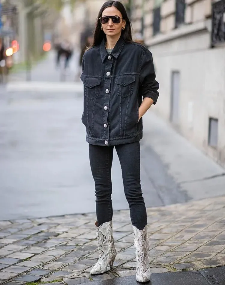 how to wear western boots women total denim look fashion trend 2022