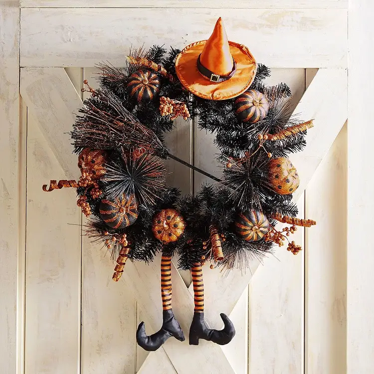 outdoor halloween decorations with witch hat