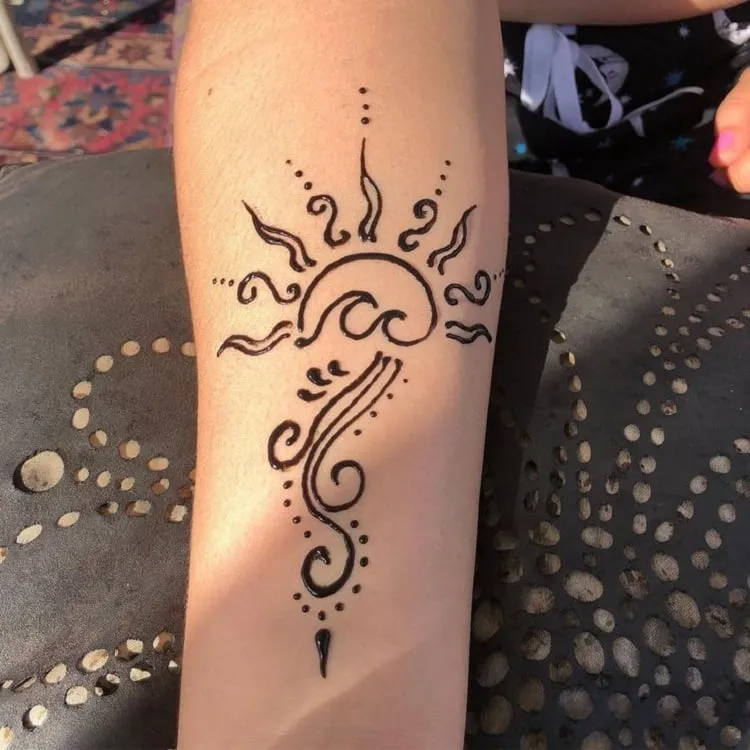 sun henna tattoo_temporary sun tattoo