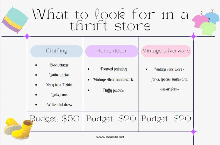 tips on how to trift shop thrifting list esentials