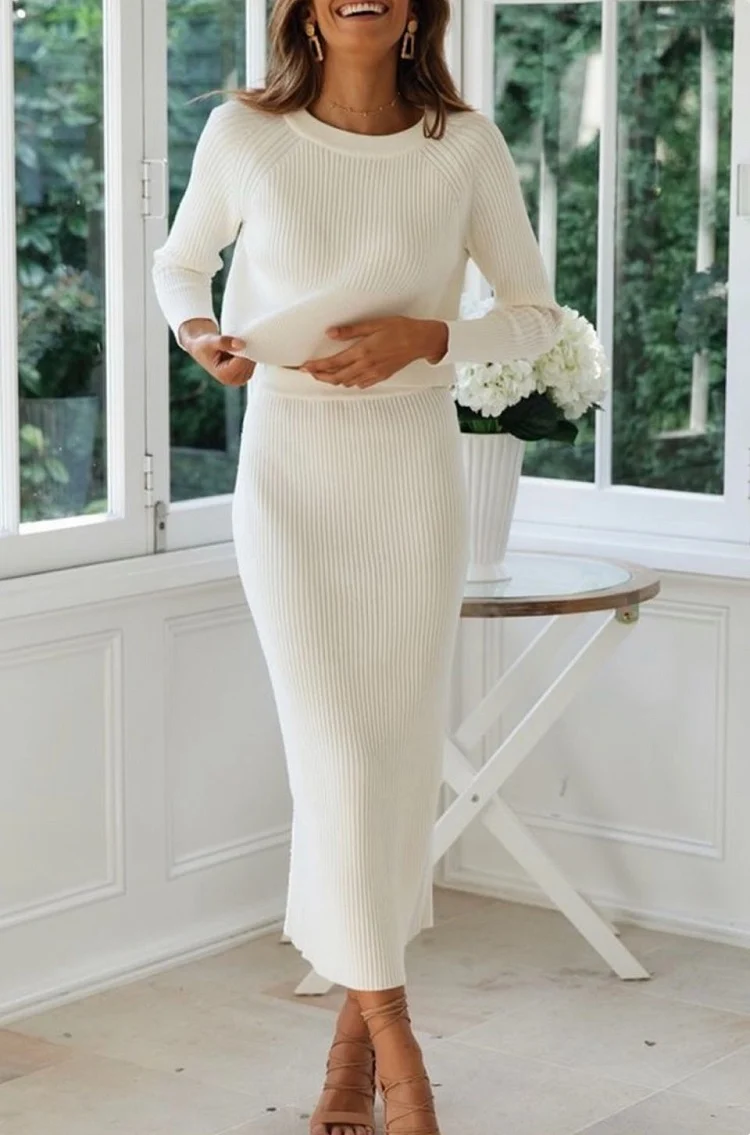 vestido de suéter de punto de dos piezas tendencias 2022 diferentes estilos