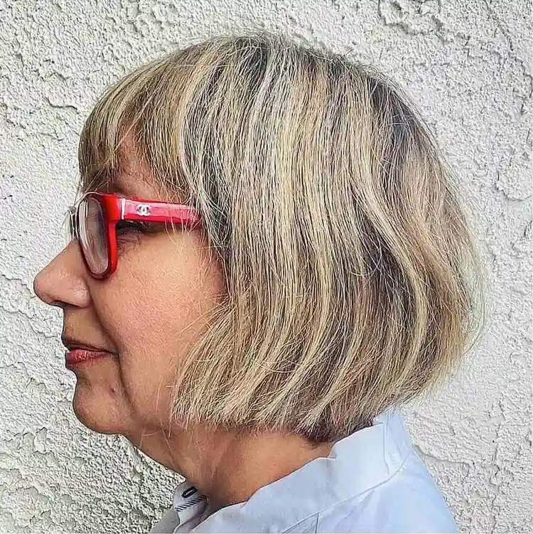 A classic bob with bangs for women with glasses