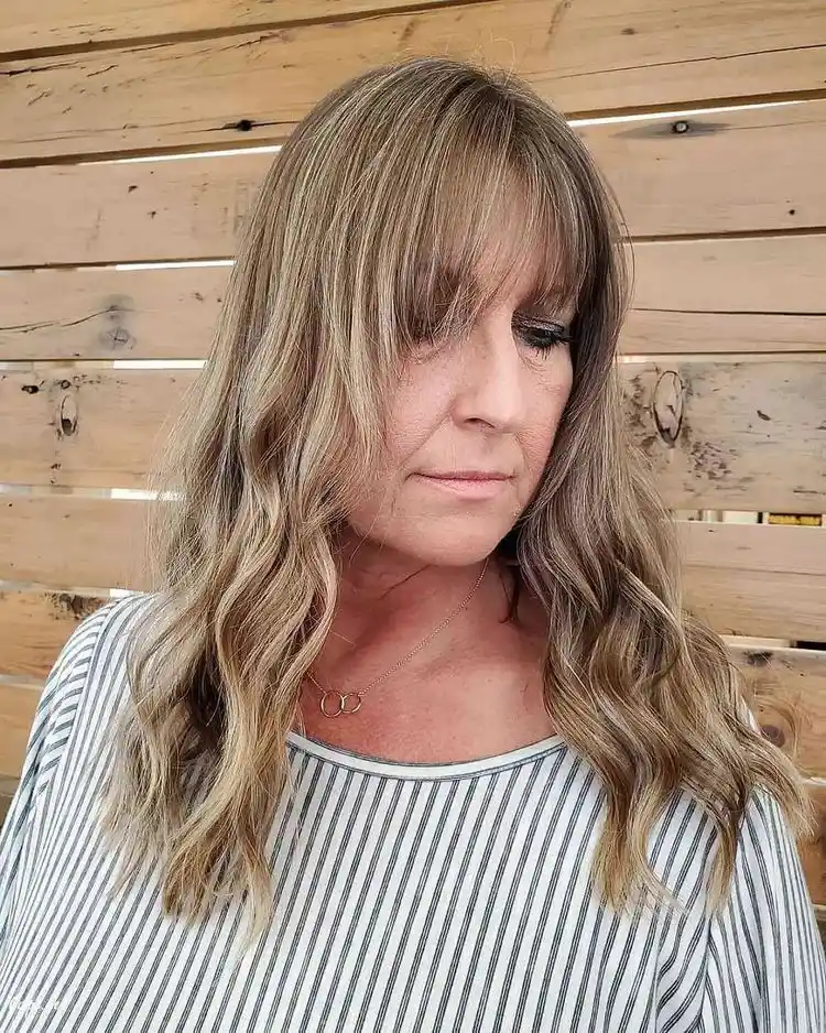 long hairstyle with long bangs for mature women