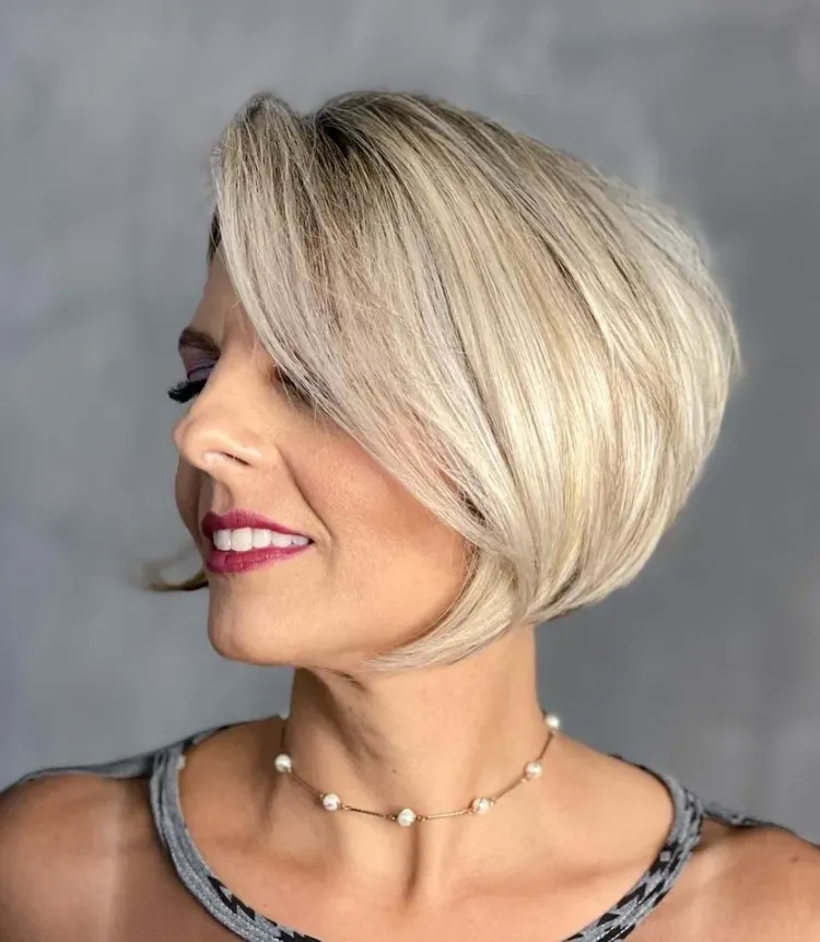 which haircuts make you younger Bixie hairstyles for women over 50 with side bangs