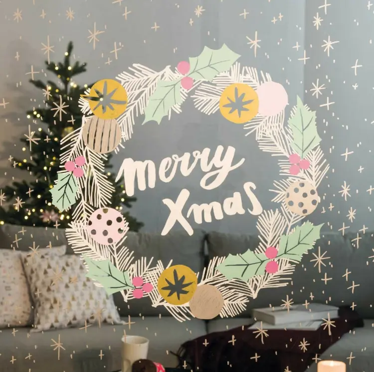 Christmas window painting ideas with chalk markers Christmas wreath