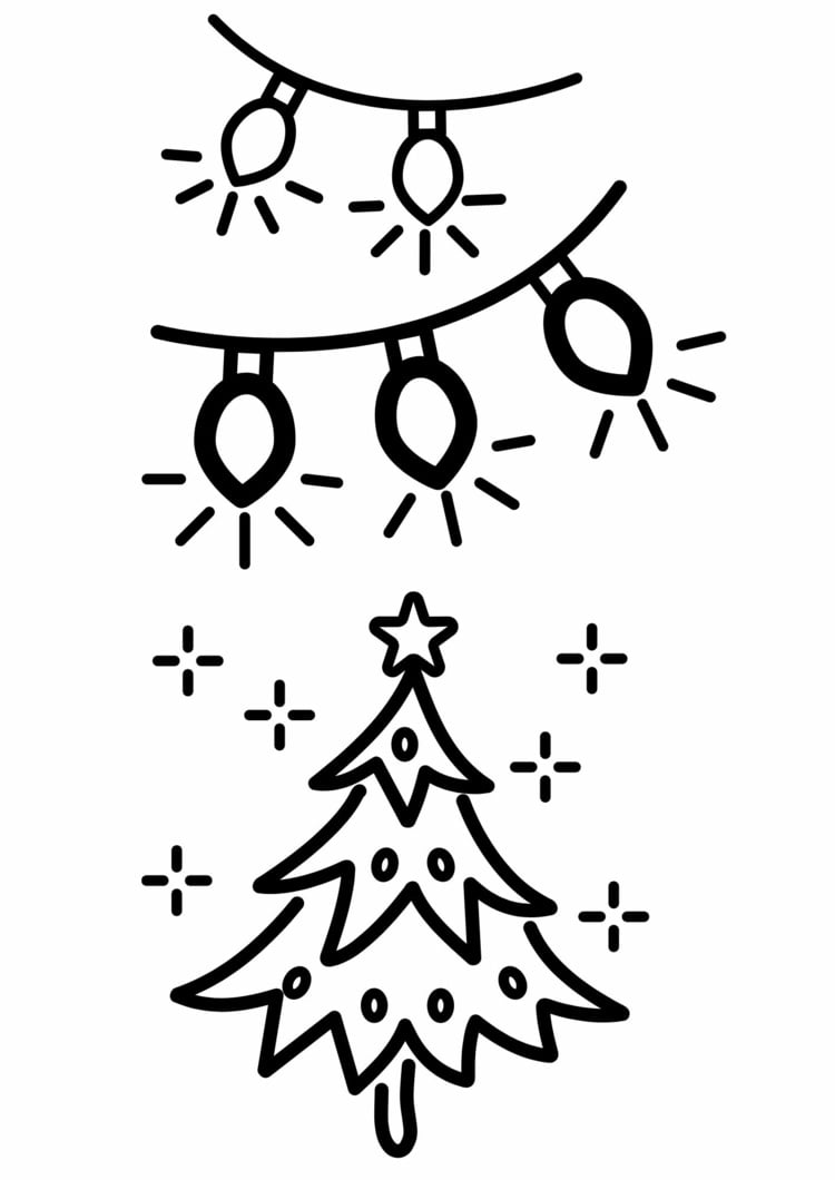 Christmas window painting templates for fairy lights and Christmas tree