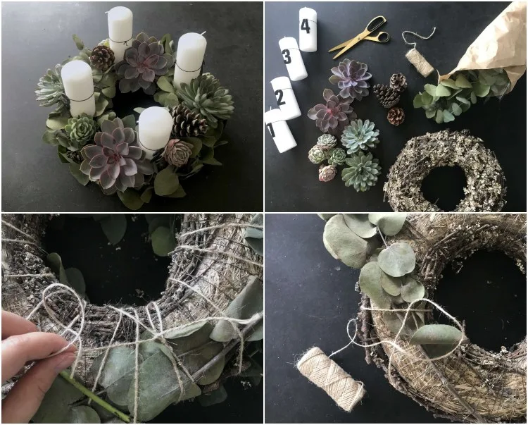 DIY Advent wreath with succulents