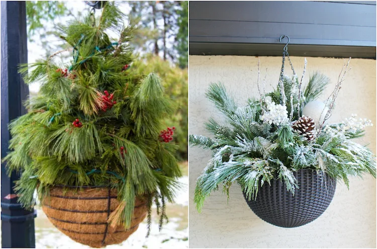 DIY Winter decoration from natural materials Christmas baskets