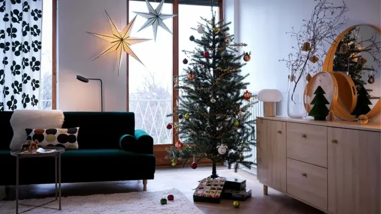 Ikea living room Christmas decorations to create a Scandinavian atmosphere
