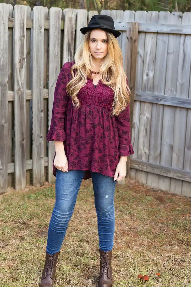 Wear modern lace up boots with a tunic