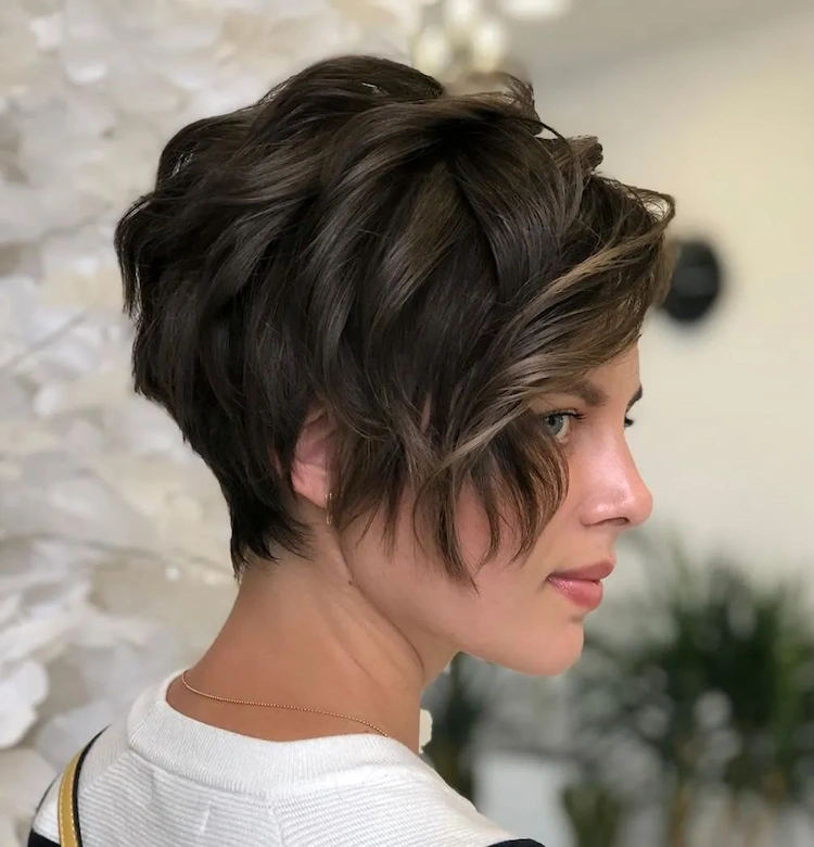 What hairstyles for long face layered pixie wavy bangs