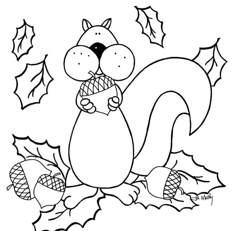 acrons thanksgiving squirrel coloring for kids art and craft