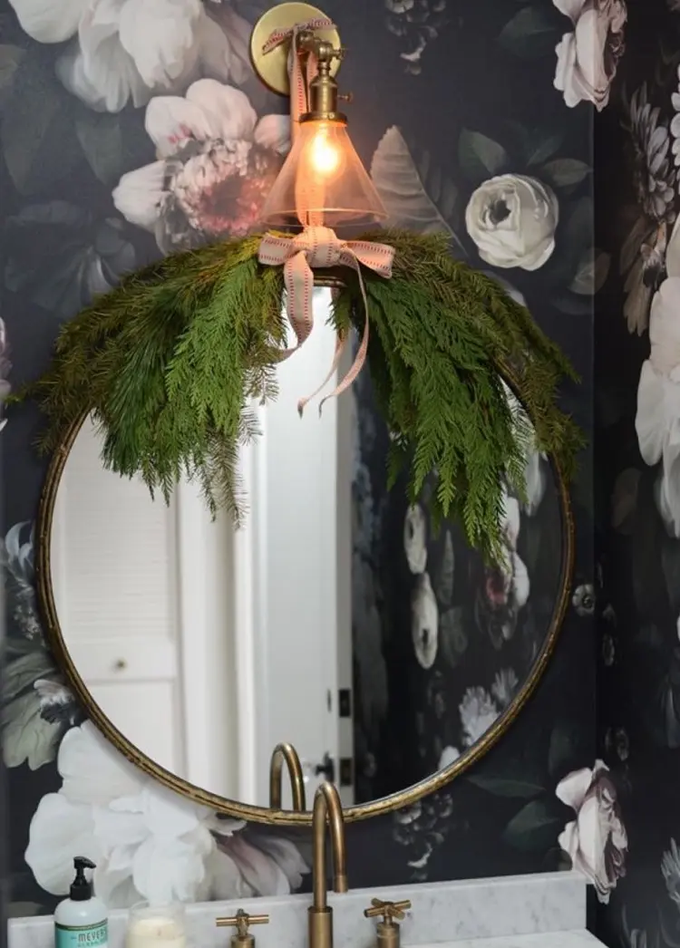 espejo de baño ideas decoraciones navideñas arte artesanía creativo fácil espíritu navideño invierno 2022