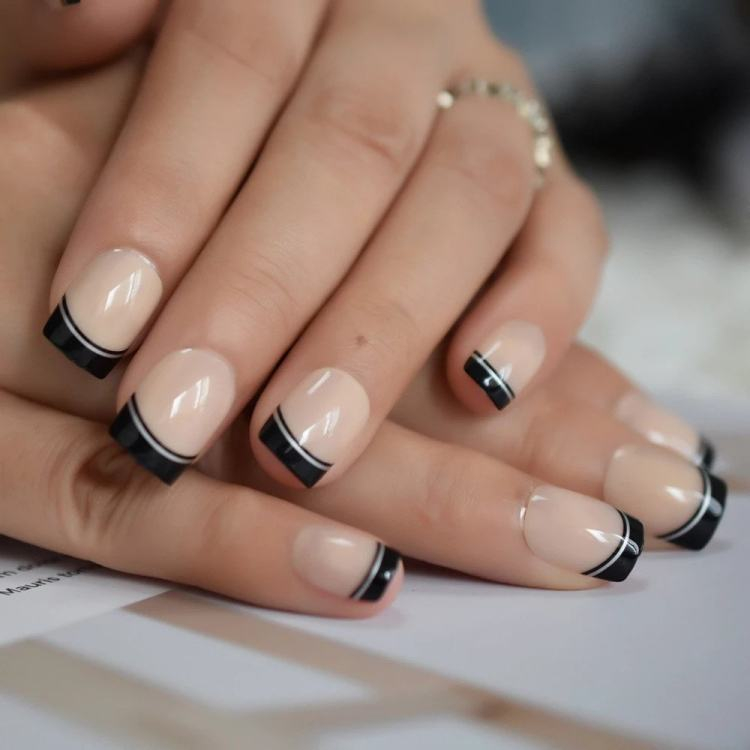 black french manicure version 2022 trendy nail design