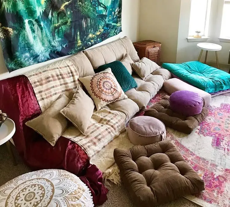 bohemian decor on a budget_boho floor pillows