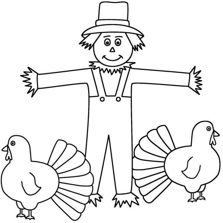 coloring scarecrow turkey thanksgiving for kids inspiration art and craft