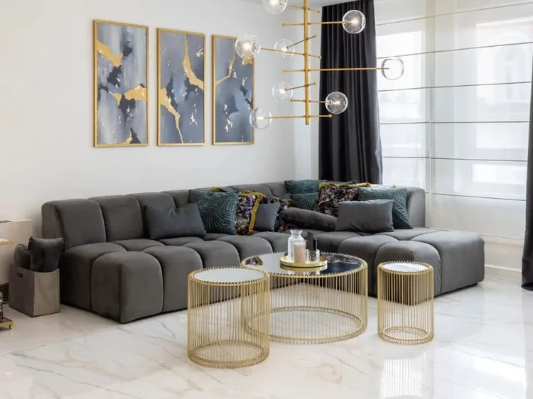 contemporary design gray and gold colors