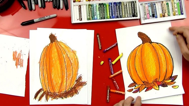 cute idea for a pumpkin drawing colorful kids art