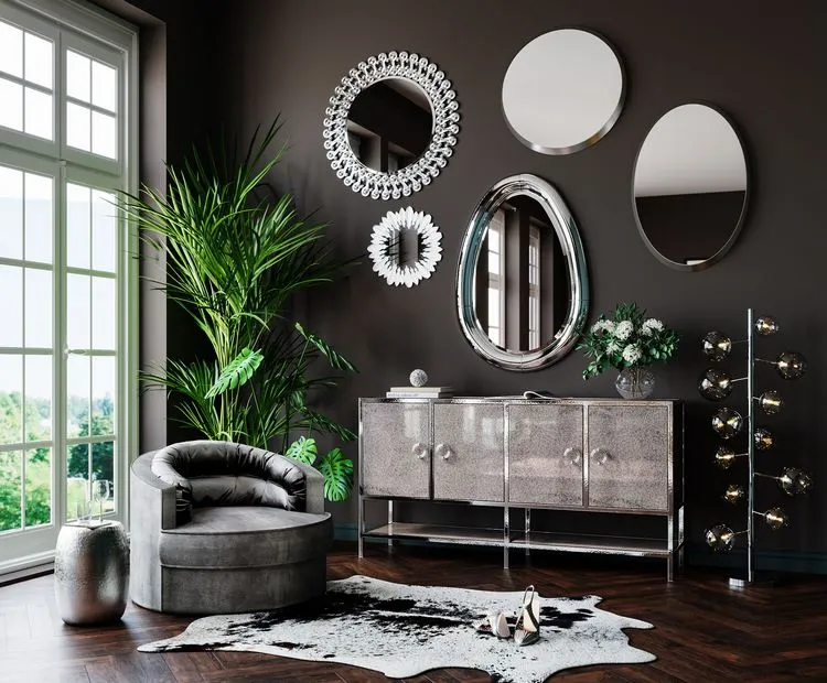 dark colors in modern homes mirror wall decoration