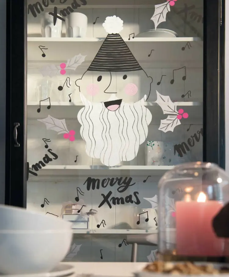 decorate the display cabinets in the kitchen or in the living room with chalk pens