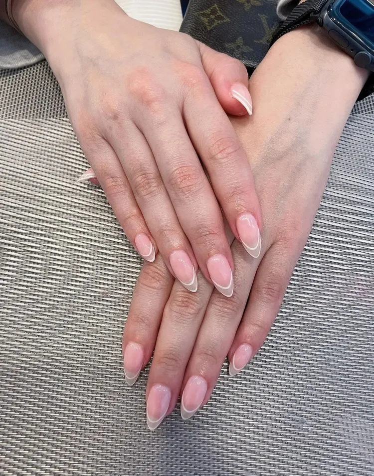 french manicure nude and white nails 2022