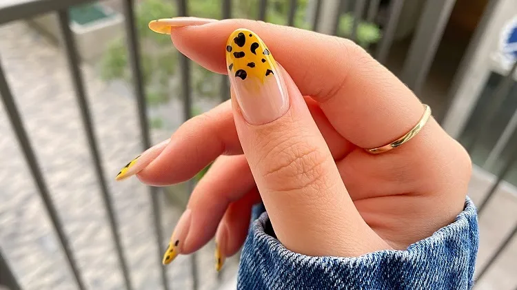 french nails with animal patterns decoration