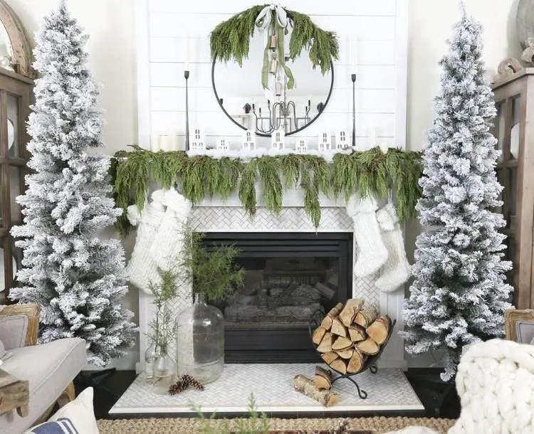 decoracion verde fresca para navidad espejo chimenea como decorar este año cuales son las tendencias