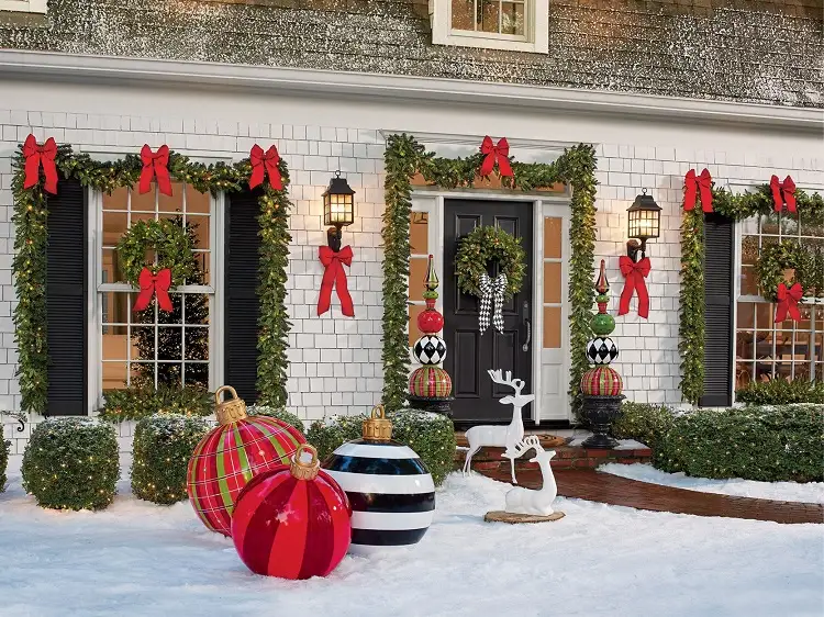 front porch christmas decorations idea 2022 how to decorate lights garlands