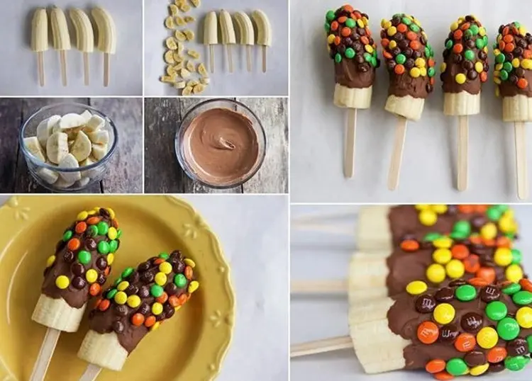 fruit pops chocolate covered bananas halloween leftover candy ideas