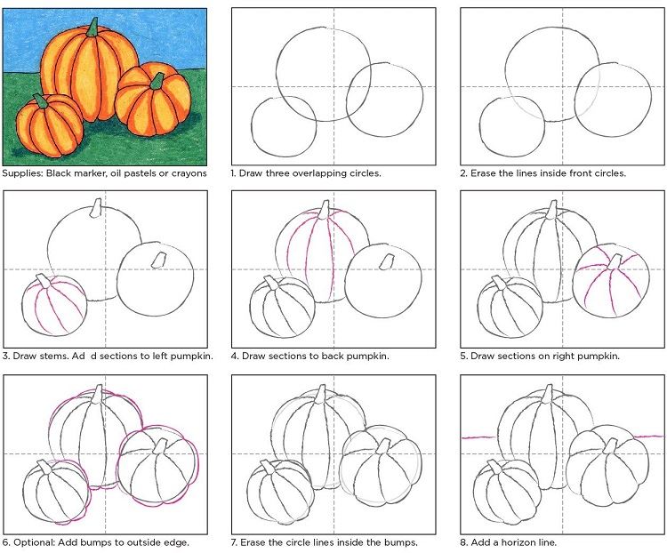 how to draw a pumpkin step by step tutorial learn kids toddlers thanksgiving