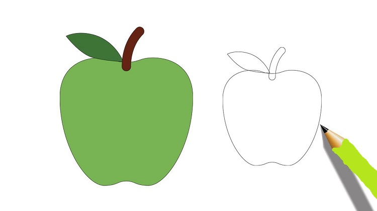 how to draw an apple step by step for kids and toddlers art