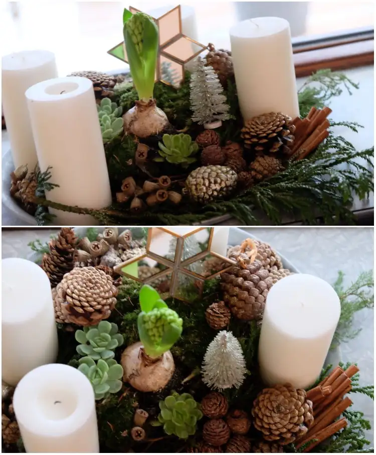 how to make Advent wreath on a tray