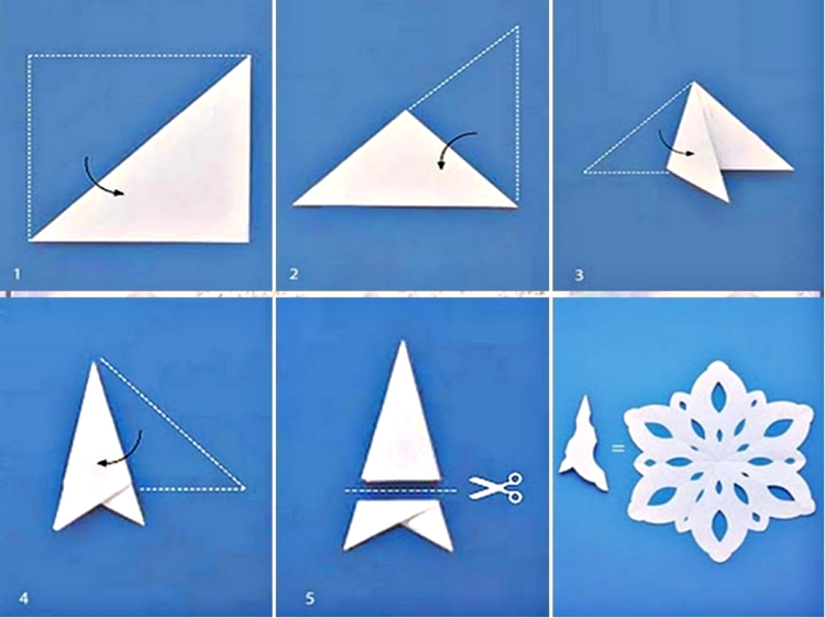 how to make a paper snowflake folding cutting scheme