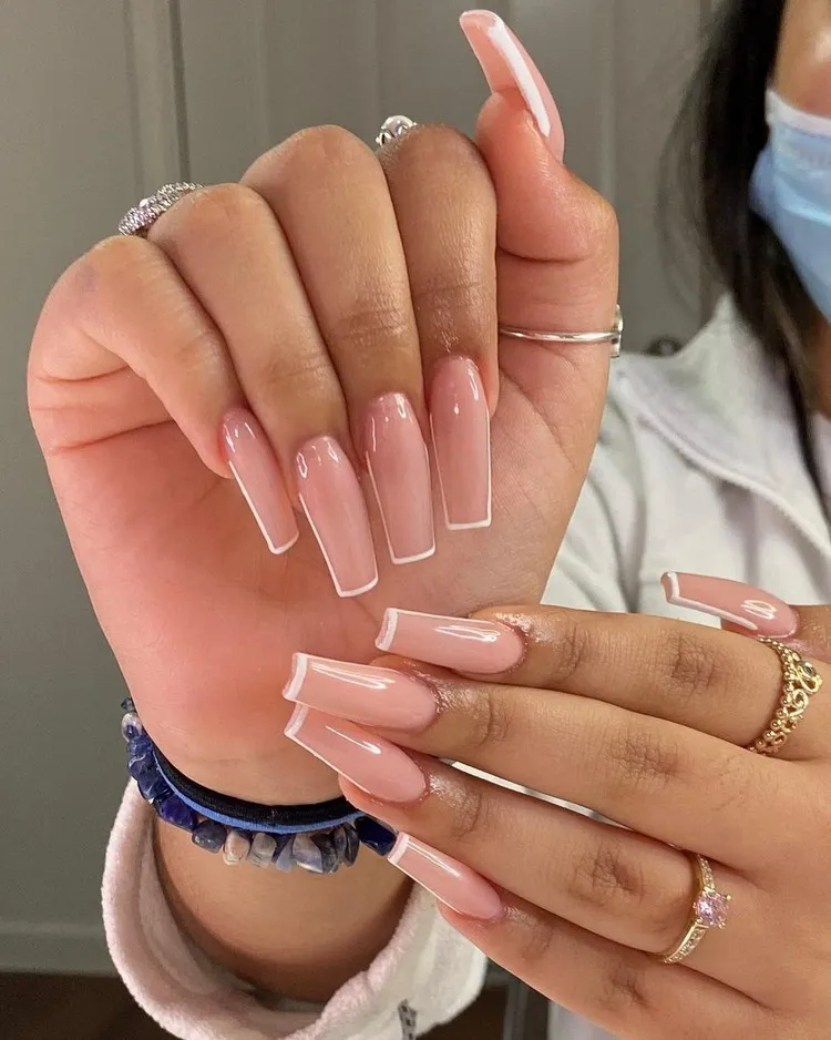 how to wear french manicure nude coffin nails