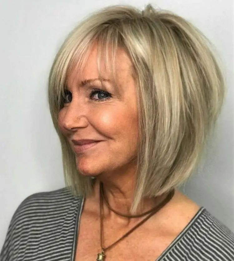 inverted bob with bangs over 60 hairstyles trends 2022 how to look young