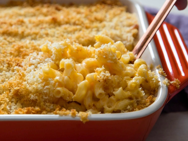 mac and cheese creamy cheesy inside crispy golden brown top delicious side