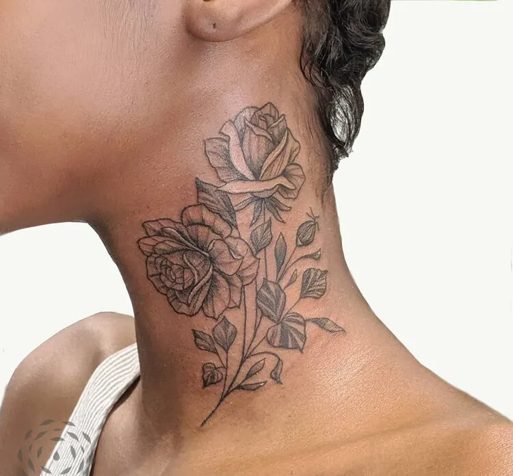 neck tattoo ideas black woman dark skin