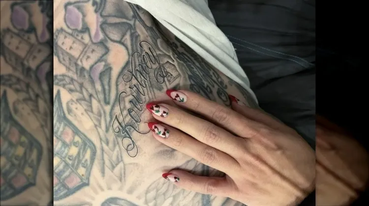 new celebrity tattoos travis barker drummer blink 182 name kourtney