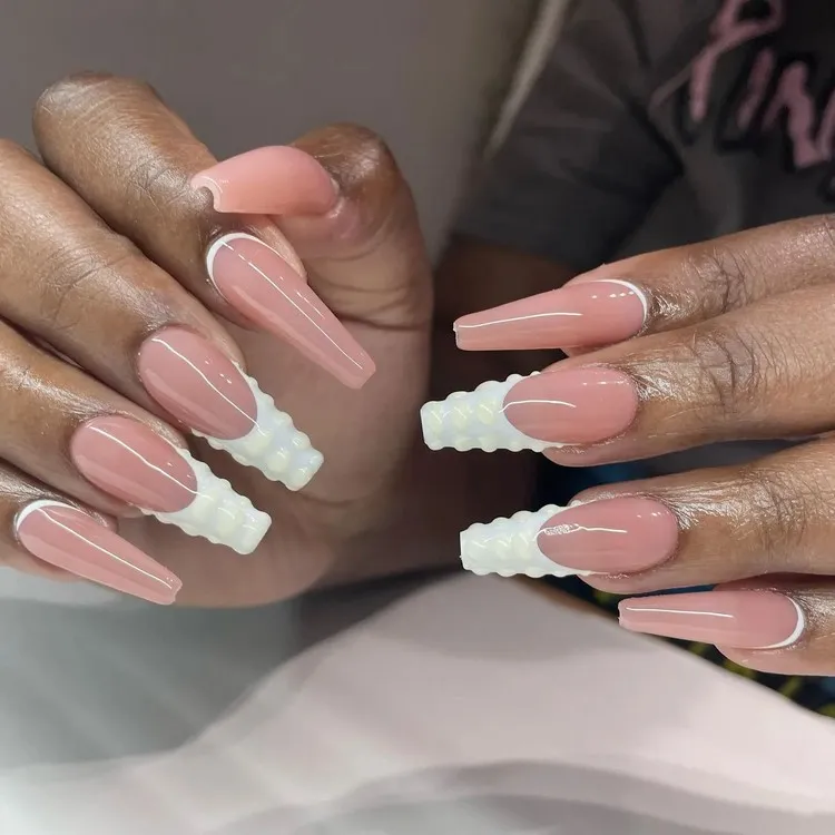 nude french manicure dark nails textures