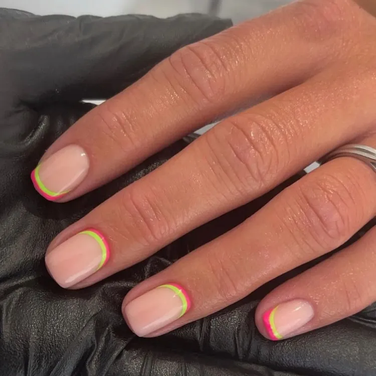 reverse nude french manicure color accents