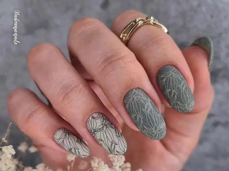 sage english green nails matte art design winter trends 2022 ideas and colors art 