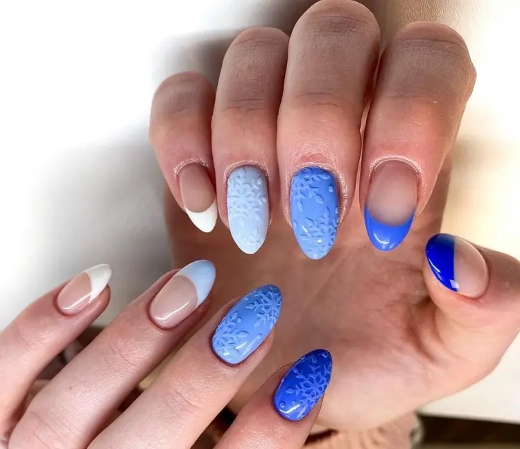 shades of blue december nails 2022 what design to choose this winter art trends